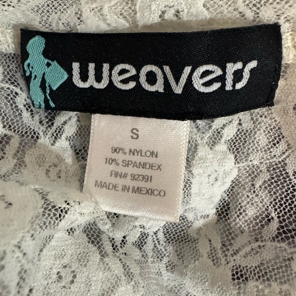 Weavevers Blue and White Fitted Long Sleeve Sheer Blouse size Small - Picture 6 of 7